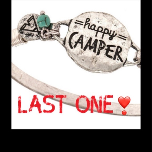 sunsparkles Jewelry - 🟠3/$25 “Happy Camper” etched bracelet Silver